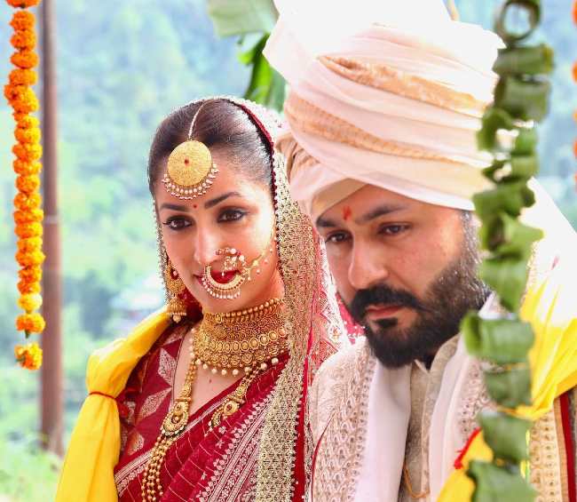 Aditya and Yami seen on their wedding day in 2021