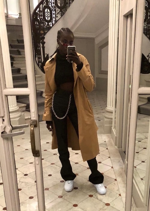 Anok Yai as seen while taking a mirror selfie in Paris, France in September 2018