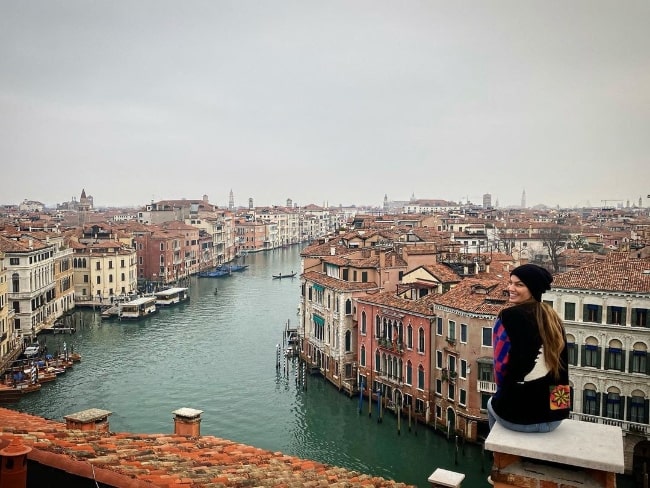 Bianca Brandolini d'Adda as seen while smiling for a stunning picture in Venice, Italy