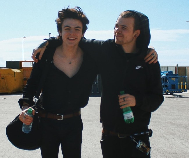 Blake Richardson as seen while posing for a picture along with Ben Everest at M&S Bank Arena in Liverpool, North West England, England, United Kingdom in May 2018