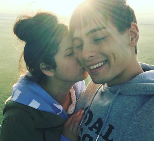 Breland Emory as seen in a loved-up selfie with her husband, Slava Avdeev, when they went on a balloon safari across the Serengeti in Tanzania, Africa
