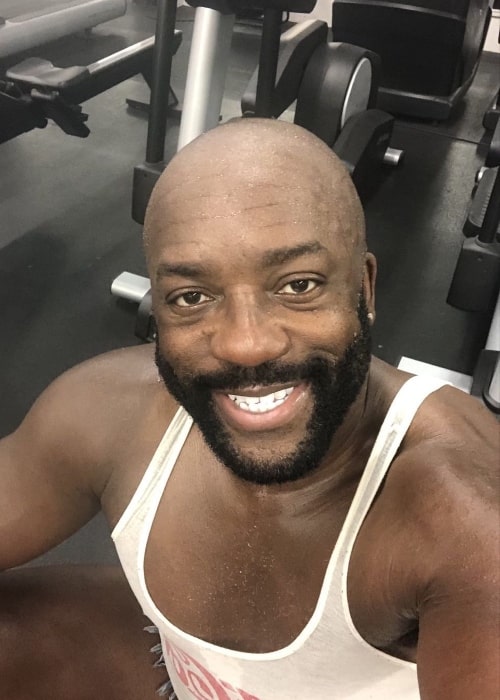 DeObia Oparei as seen while taking a gym selfie in October 2021