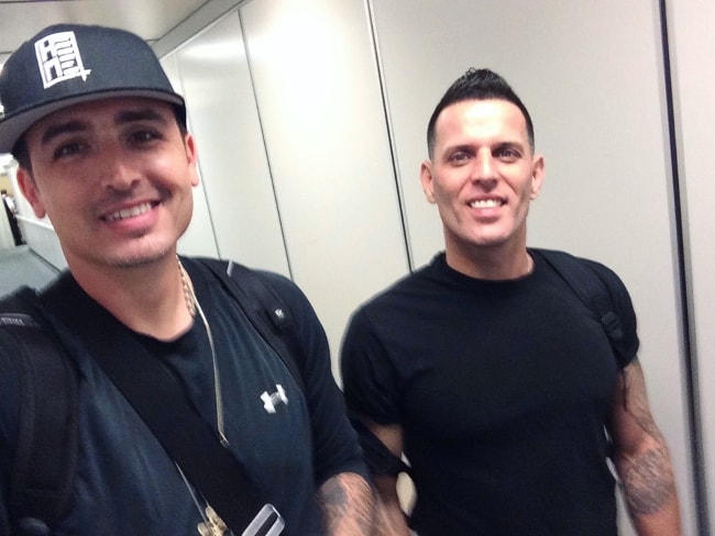 Devin Lima in a selfie with his LFO bandmate, Brad Fischetti
