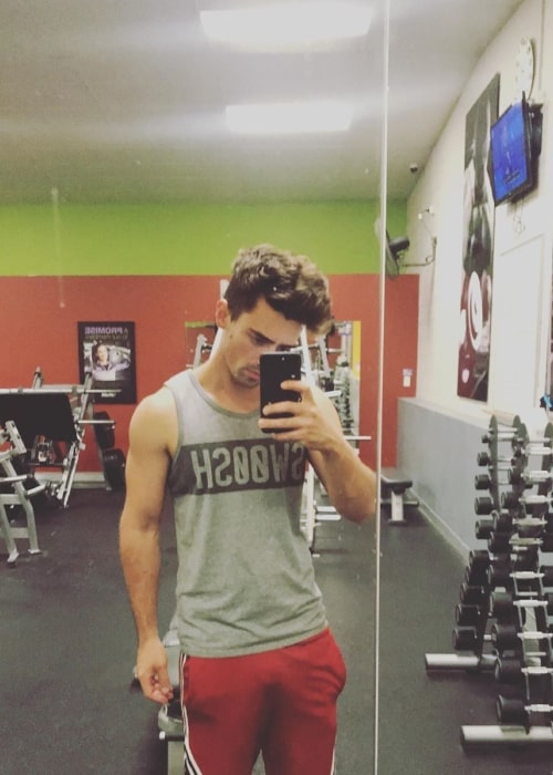 Joseph Devries as seen in a selfie that was taken at the gym in August 2020