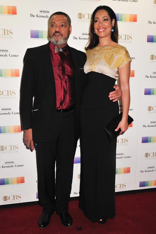 Laurence Fishburne and Gina Torres at the 38th Annual Kennedy Center Honors Gala on December 6, 2015