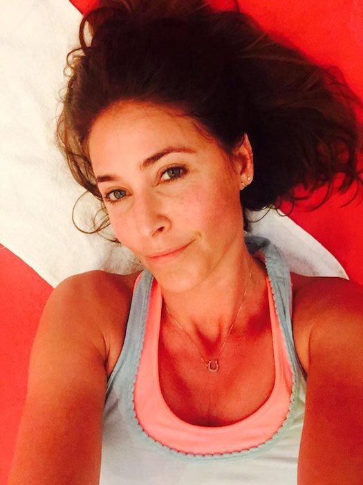 Lisa Snowdon in a sweaty gym selfie at the Akasha Wellbeing gym