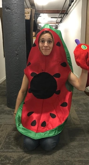 Marina Squerciati posing in her cute Halloween outfit in November 2018