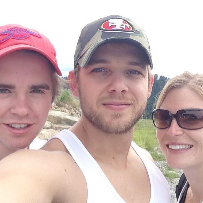 Max Thieriot posing for a selfie with wife Lexi and Freddie Highmore