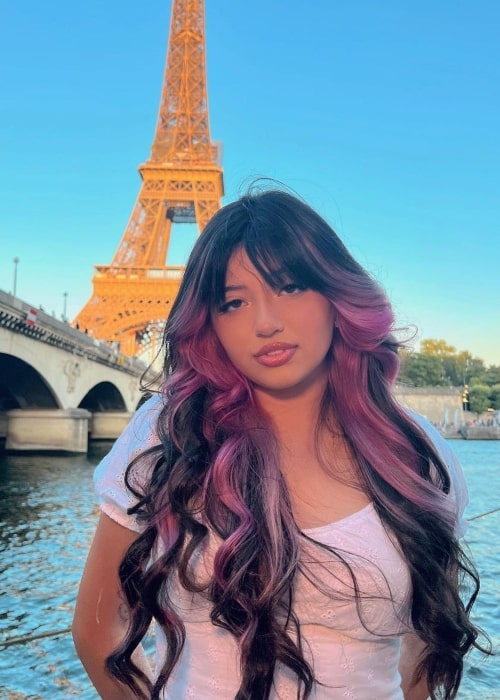Miranda Rae as seen in a picture that was taken in August 2022, at the Eiffel Tower, Paris, France