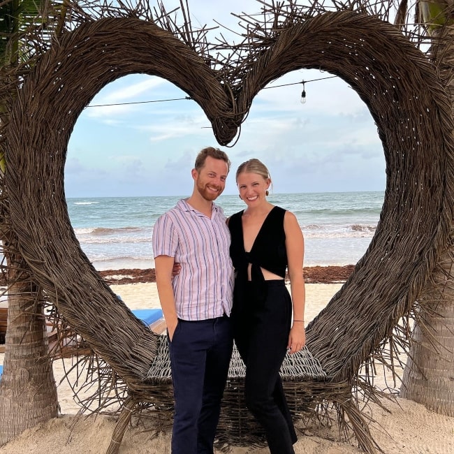 Ned Fulmer as seen in a picture with his wife Ariel Fulmer in August 2022, in Tulum, Mexico