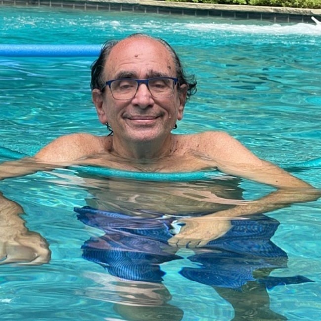 R. L. Stine as seen in a picture that was taken in August 2021, while in a pool