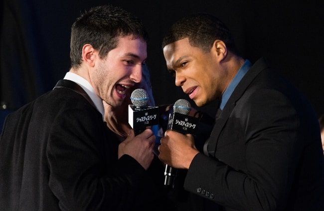 Ray Fisher (Right) and Ezra Miller at the Japan premiere of 'Justice League' in November 2017