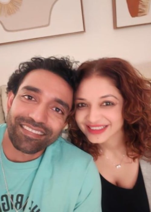 Robin Uthappa and Sheethal Goutham, as seen in April 2023