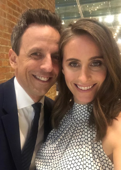 Seth Meyers and Alexi Ashe, as seen in April 2019