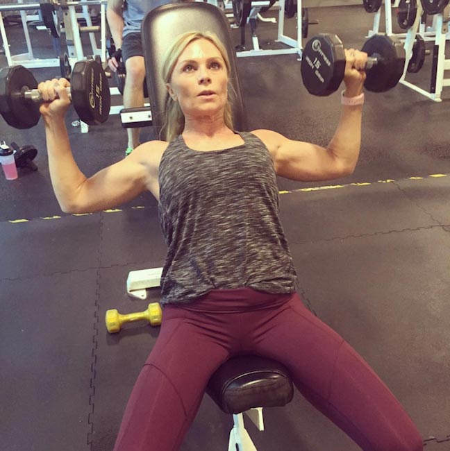 Tamra Barney doing incline chest press